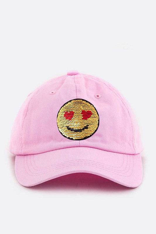 2 Tone Sequins Emoji Patch Cap